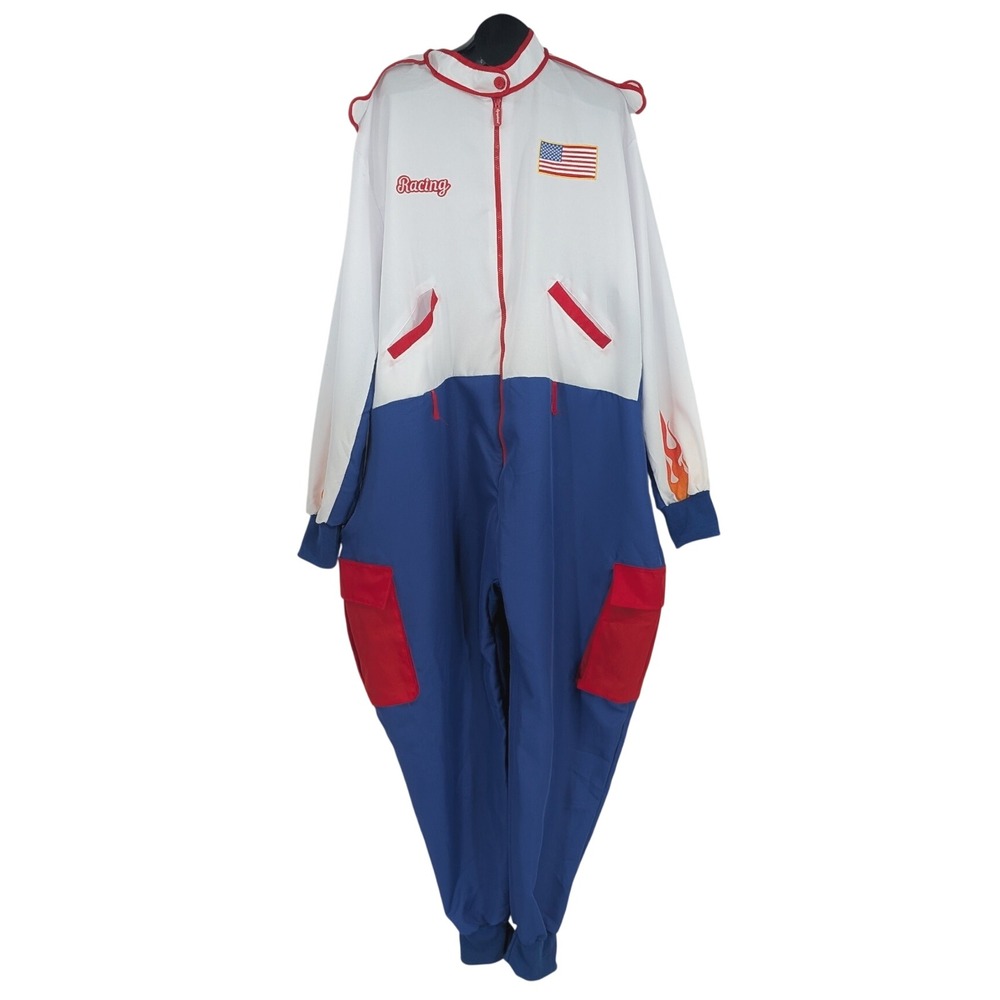 Tipsy Elves Racing Cargo Jumpsuit USA Flag Costume One Piece Patriotic XXLarge